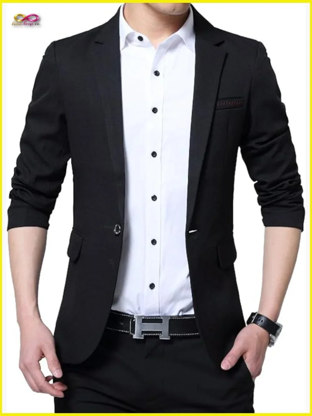 Slim Fit One Button Casual Blazer Jacket Modern Classic Lightweight Polyester